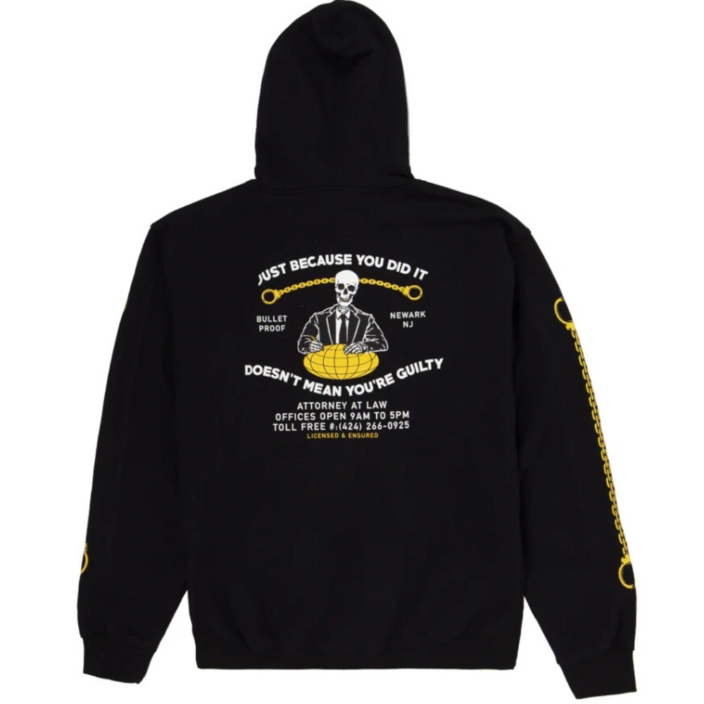 OPEN925 • 3XL black “not guilty” hoodie